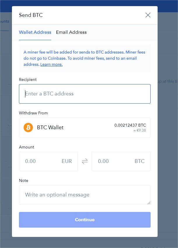 how to send money to a btc wallet