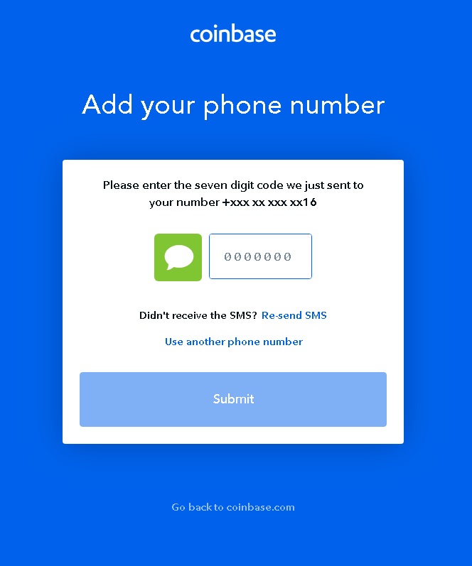 personal numeric code coinbase