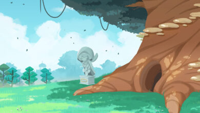 Official Little Tree Kingdom key art (storybook tree-kingdom roguelike).