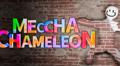 MECCHA CHAMELEON key art - indie hide-and-seek game where players paint their bodies to blend into the scenery