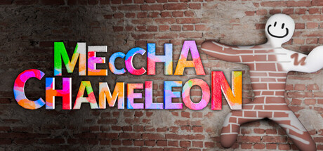MECCHA CHAMELEON key art - indie hide-and-seek game where players paint their bodies to blend into the scenery